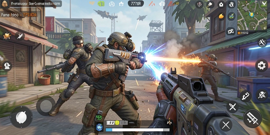 Tangkapan layar menampilkan aksi intens dalam gameplay TPS 777IDR.