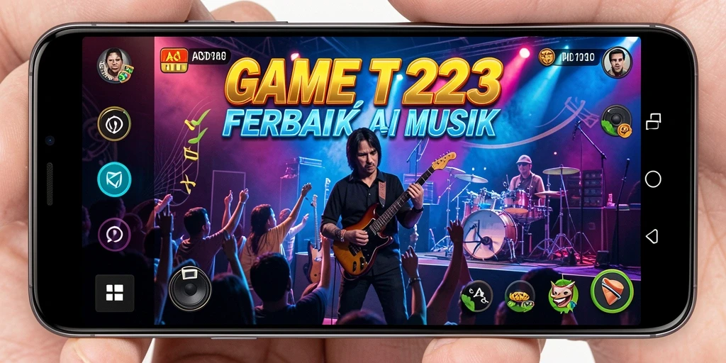 Tangkapan layar utama dari ASD123 yang menampilkan gameplay musik yang seru.