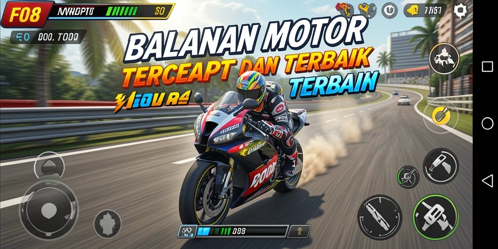 Tampilan menakjubkan dari gameplay balapan motor F08.