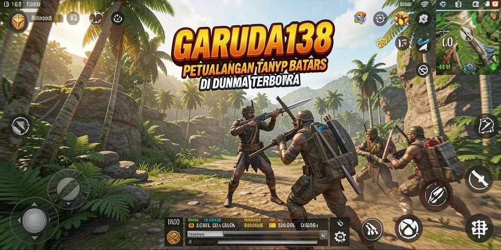 Screenshot menunjukkan pemain menjelajahi dunia terbuka GARUDA138 yang indah.