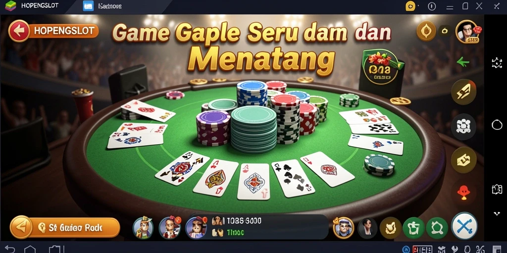 Tampilan gameplay HOPENGSLOT yang menonjolkan aksi seru Gaple.