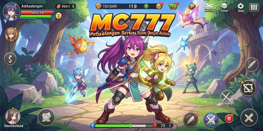 Screenshot gameplay MC777 menampilkan karakter anime dalam aksi yang mendebarkan.