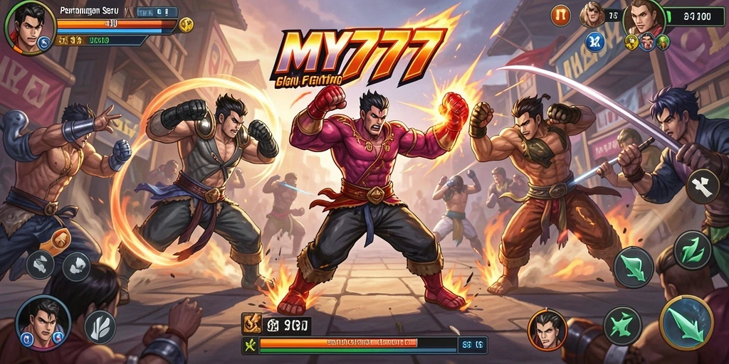 Tampilan gameplay MY777 yang mendebarkan dalam pertempuran Fighting.